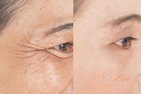 Before and after results of woman - HI-fu wrinkles reduction treatment Westcliff-on-Sea
