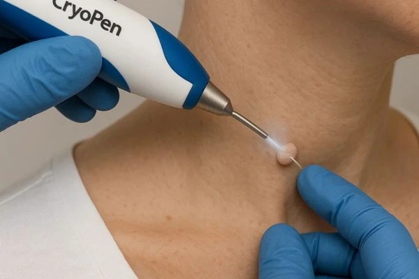 Person receiving Cryotherapy skin tag removal Westcliff-on-Sea