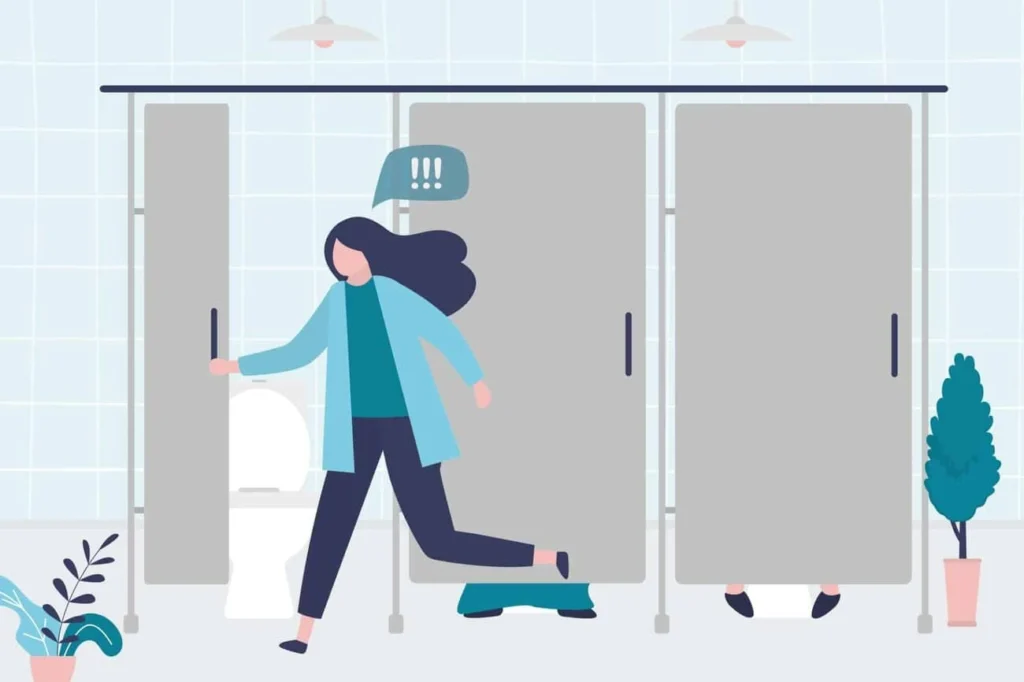 graphic of Urine incontinence Westcliff-on-Sea woman running to the toilet.